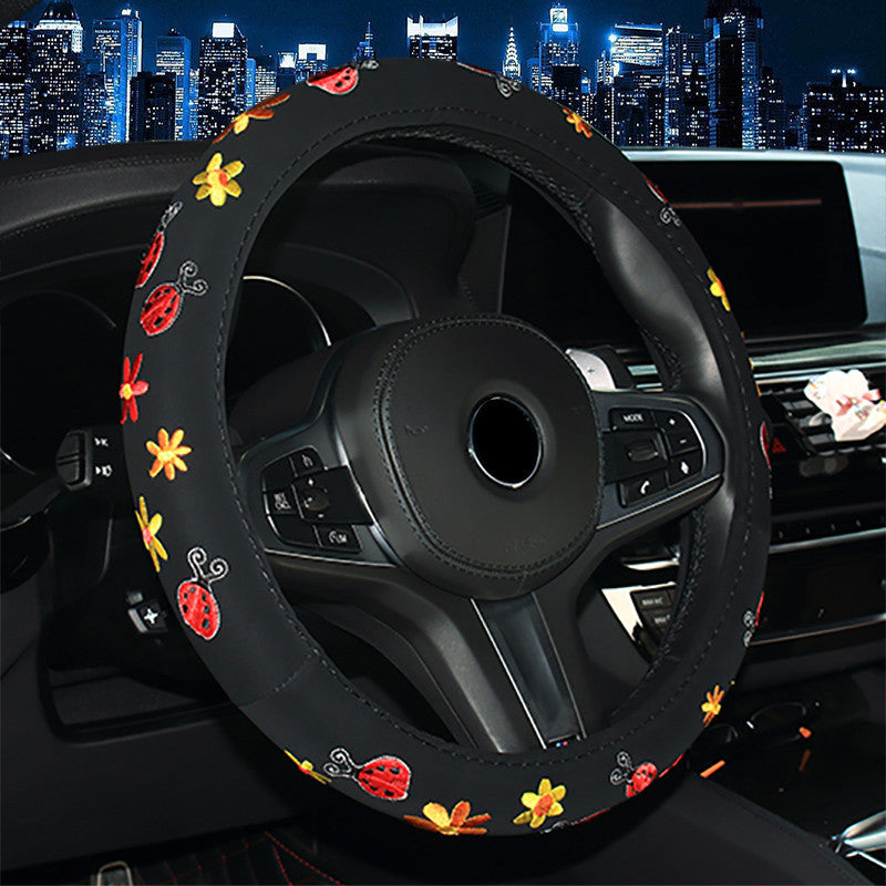 Embroidered Car Steering Wheel Cover