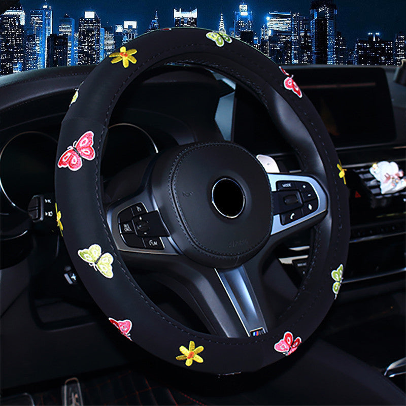 Embroidered Car Steering Wheel Cover